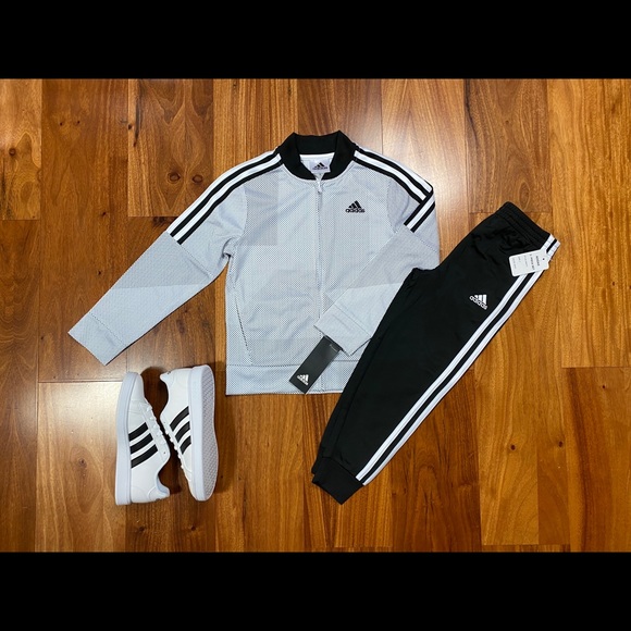 adidas black white tracksuit